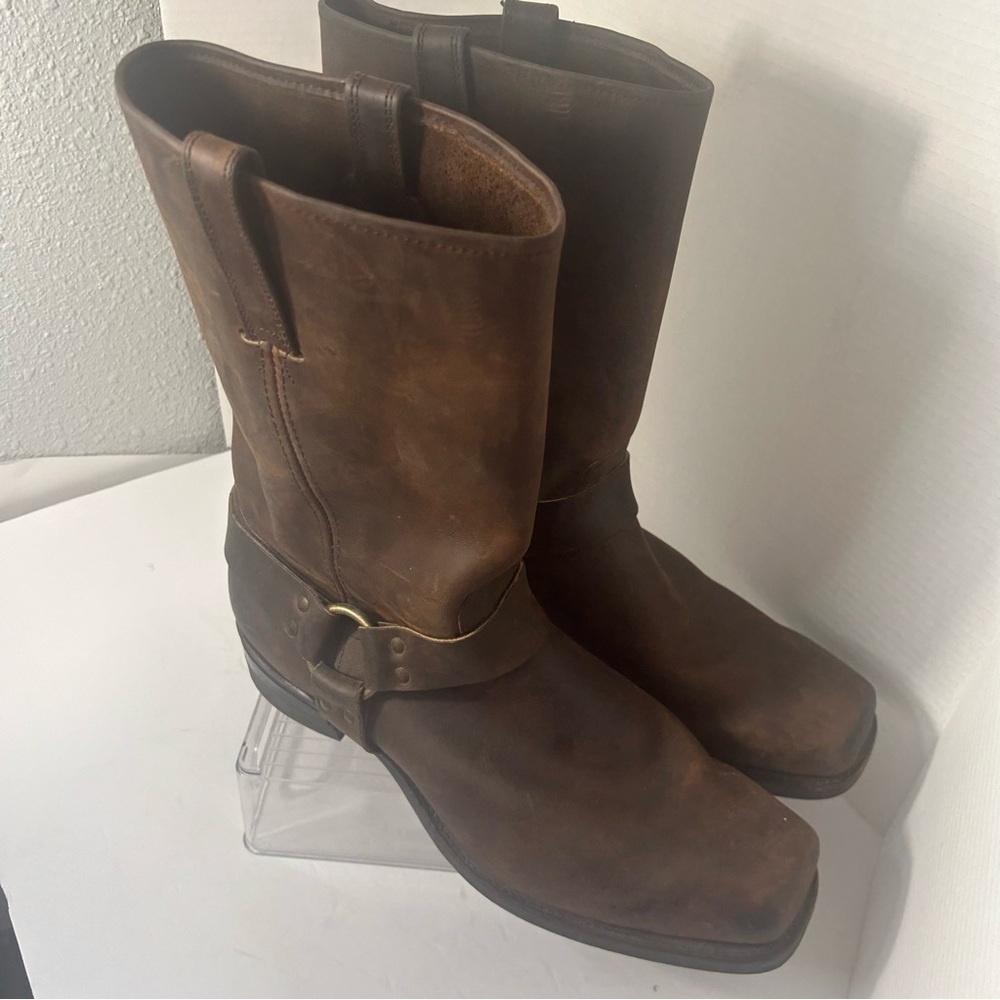 FRYE Gaucho Oiled Brown Conway Leather Harness Moto Biker Western Boot 87350 - Picture 2 of 12